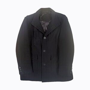 Black Rivet Jacket Coat Sz XL Wool Blend Button Front Classic Outdoor Utility